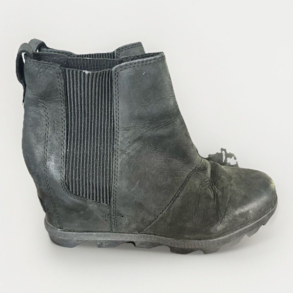 Sorel Hidden Wedge Boots Ankle Booties Black Women's 8 NL3022-224